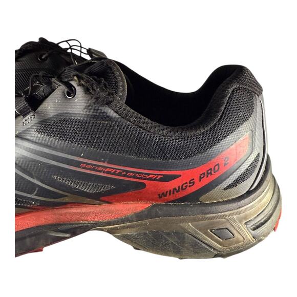 Saloman Men’s Wings Pro 2 Hiking Sneakers Black Red Size 11.5 Sens Fit Endo Fit - Picture 7 of 9